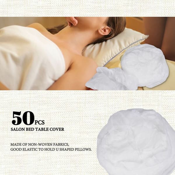50 pcs U-shaped Disposable Headrest Covers in Non-woven Fabric, Pillow Covers for Beauty Salons, Massage Table