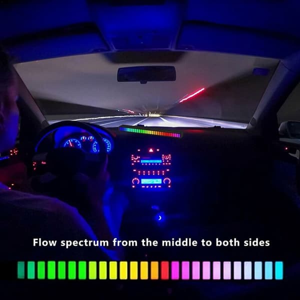 Bluetooth LED-remsa, LED-rytmljus Ljudmusik Atmosfär Rytmljus 32-bitars Musiknivåindikatorljus LED-spelrörljus för bil/studio - Svart