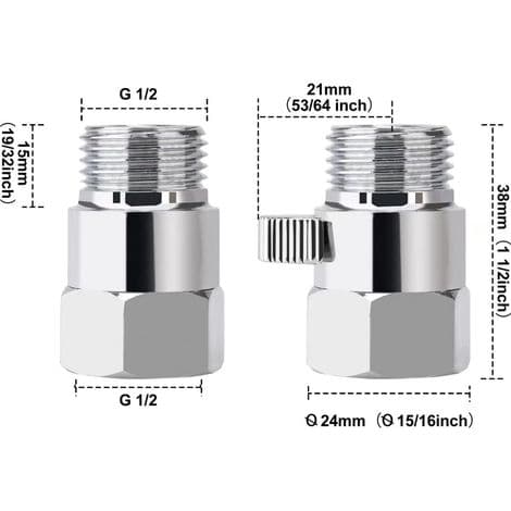 Chrome Plated Brass Shower Flow Control Valve (Internal and External Threads)