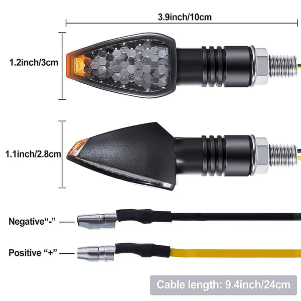 4 stk. motorcykelblinklys 14 LED 12V Motorcykel LED Blinklys