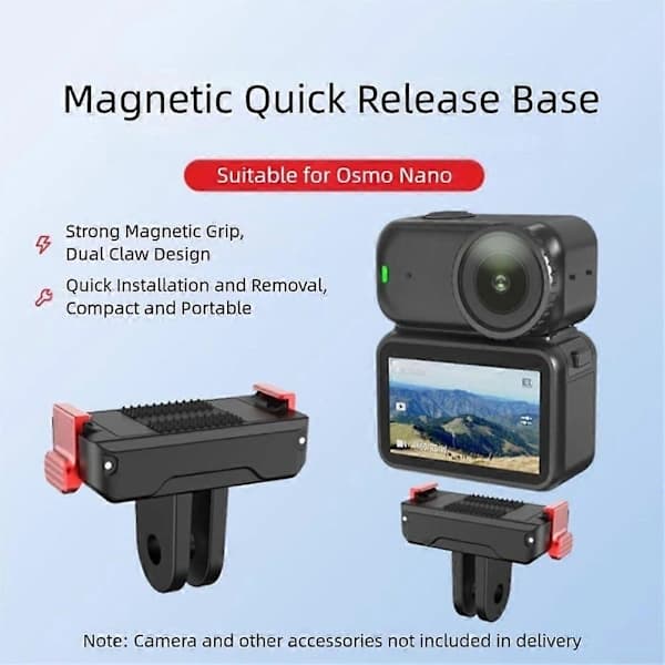 Lightweight Magnetic Quick Release Double Clip Mount for Action Cameras, Compatible with Easy Transport (FMY)
