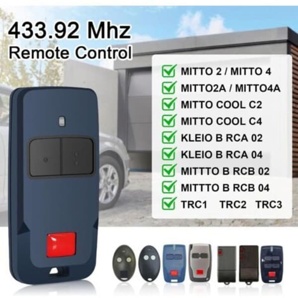 Set med 2 433 MHz fjärrkontroller för Mitto COOL C2, Mitto 2, Mitto 2A, Mitto B RCB 02, TRC1, TRC2, TRC3, Rolling Code - 2 kanaler (FMY)