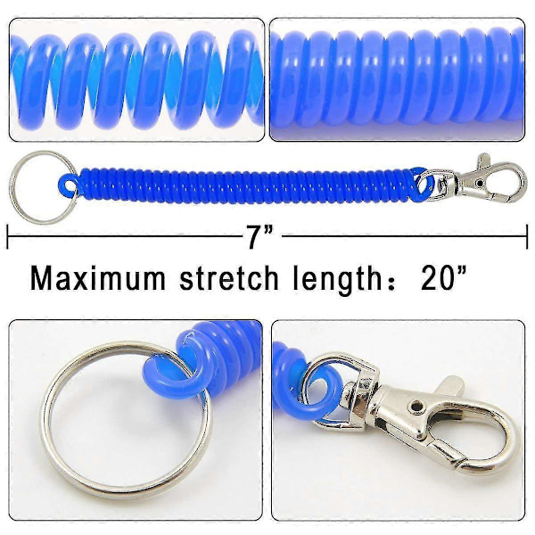 6-pack Färgglada Flexibla Stöldskydds Spiralband Stretch Tether