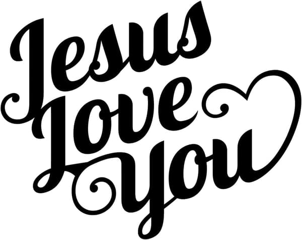 Jesus Älskar Dig Typografia Seinätarra Tarra 40x50.3cm Siirtofilmisarjalla Musta