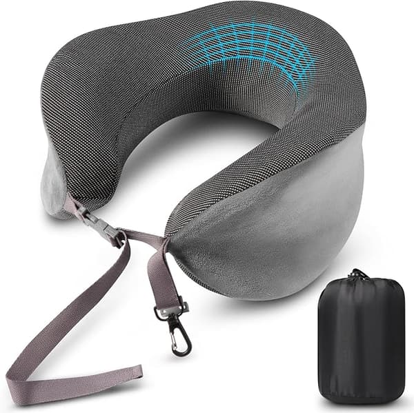 Resekudde, Nackkudde i Memory Foam, Flygkudde med Bärväska Ingår, Lämplig som Nackkudde