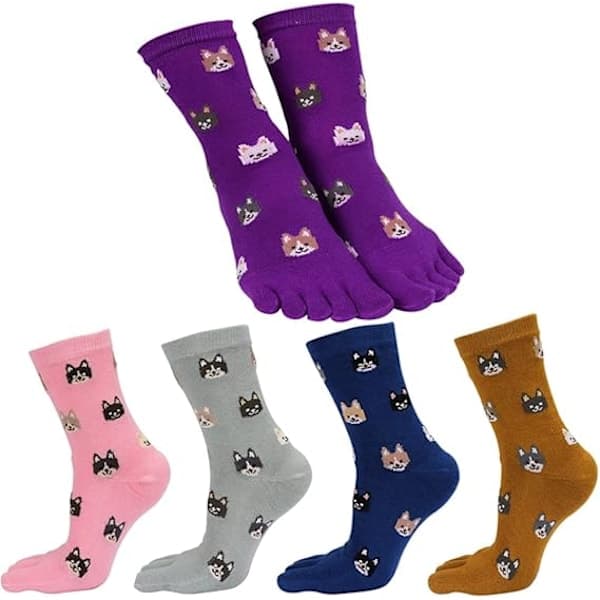 Toe Socks Cotton Crew Five Finger Socks Running Athletic for Men Women 5-Pack