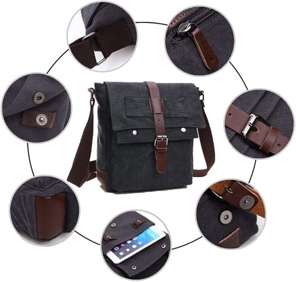 Herr Canvas Axelväska (Svart) Messenger Bag Canvas Väska Axelväska