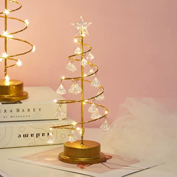 Julegaver på salg Gnobogi LED Stjerne Krystall Diamant Juletre Julemateriale Dekorasjon Bordlampe Natt Juledekor-FA- Hvit White