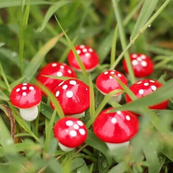 30 Pcs Mushrooms Miniatures Polished Precisely Detailed Polystyrene Styrofoam Micro Landscape Artificial Mushroom for Home