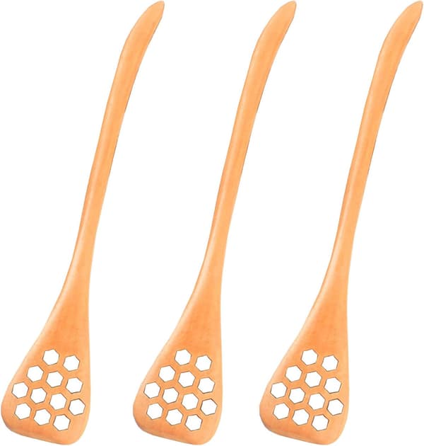 14,5 cm naturlig tre Honning broderi Dipper trefarge -
