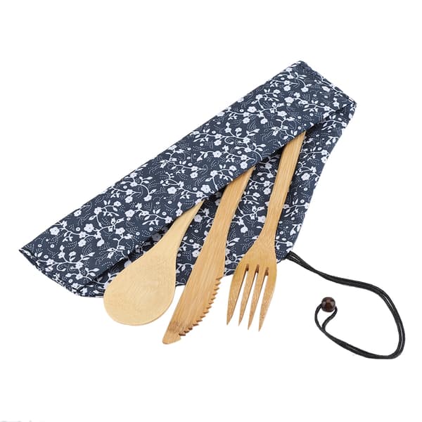 Reusable Japanese Style Bamboo Cutlery Set, Knife, Fork and Spoon