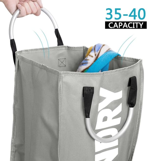 Sammenleggbar skittentøyskurv Oppbevaringspose med håndtak 40L for hjemmet Lysegrå