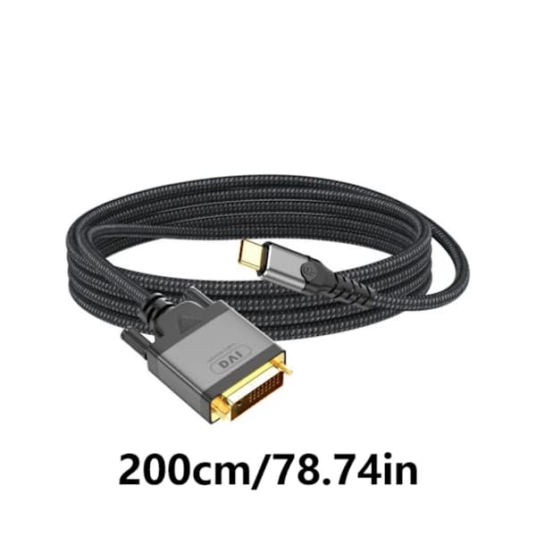 2m/6.56ft USB C til DVI Videooverførselskabel til Bærbare Computere og Telefoner Skærmdeling Understøtter 1080P Opløsning og 60Hz