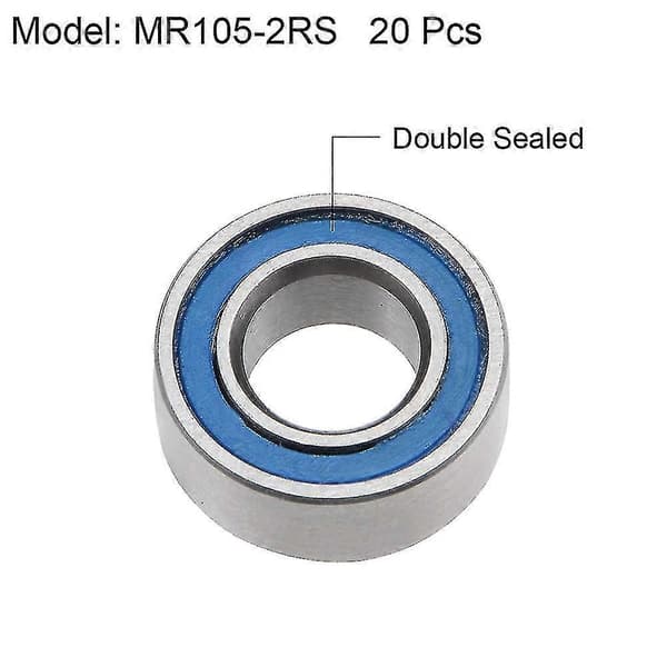 20 stk Mr105-2rs 5x10x4mm Kuglelejer Stål Dobbelt-afskærmede Miniaturekuglelejer, blå