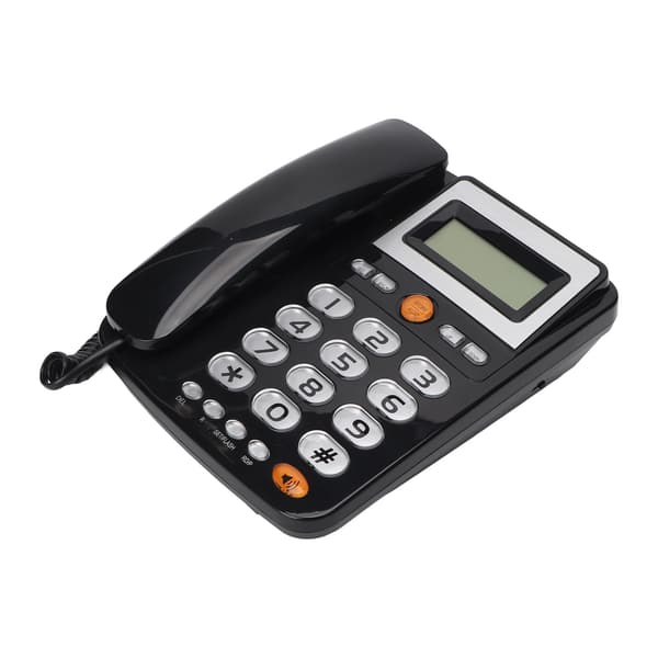 Corded Phone with Large Buttons, Hands-Free Calling, LCD, Adjustable Brightness, One-Touch Speed Dial, Landline Phone, Black