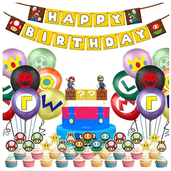 Super Mario Barnebursdag Ballongbue Gratulerer med dagen