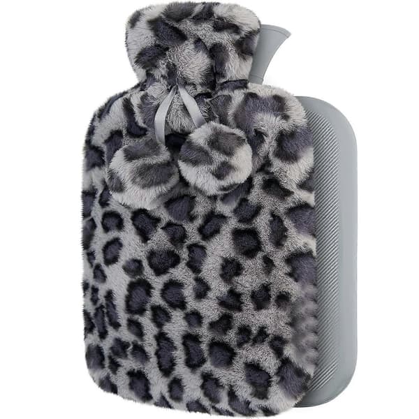 Varmvattenflaska med Mjukt Premiumöverdrag 2L Leopard Brun