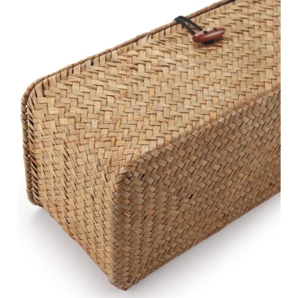 Seaweed Storage Basket with Lid, Hand-Woven Rectangular Organizer with 3 Compartments for Table, Bathroom or Wardrobe, Natural 32 cm