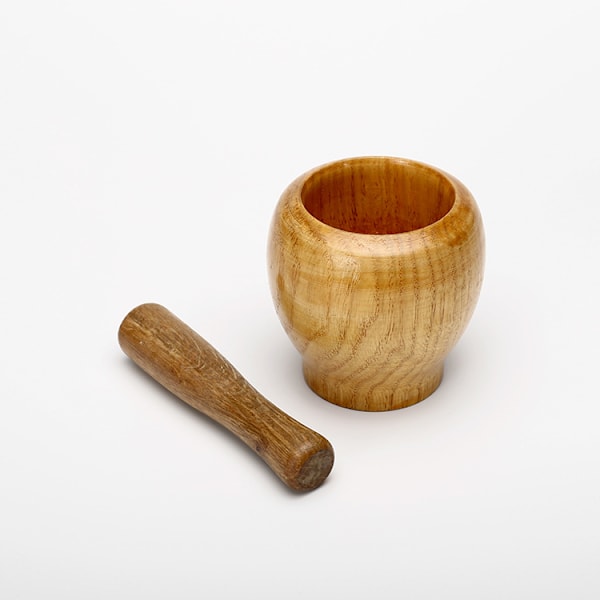 Morter og støder i træ - Lille morter og støder ideel til at male krydderier, urter og hvidløg - Ergonomisk designet støder og holdbar morter