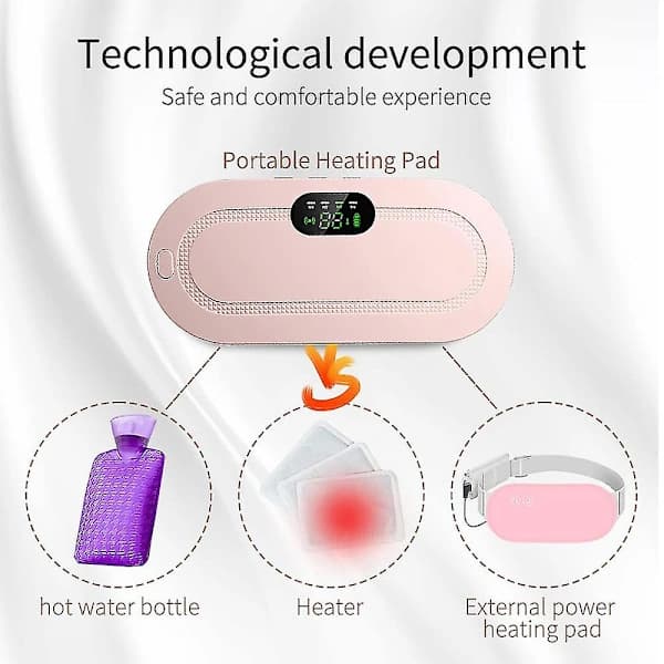 USB-uppvärmningsbälte Menstruation Midjevärmedyna Massage Period Smärtlindring Kramper Rosa