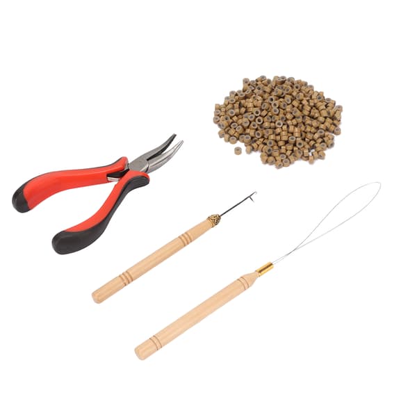 Hair Extension Tools Micro Silicone Rings Beads with Pliers Pulling Hook Crochet Needle Hair Styling Extension Tool 7 200pcs Hair Rings