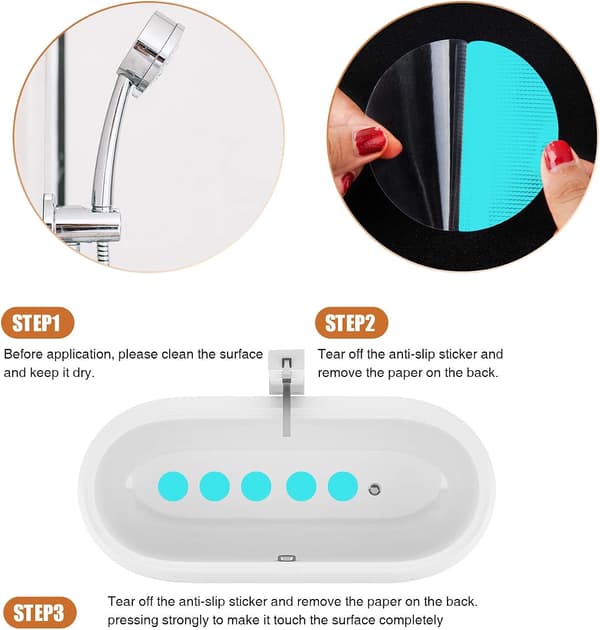 Blue Non-Slip Bathtub Stickers for Bathroom, Shower, and Bath Mat