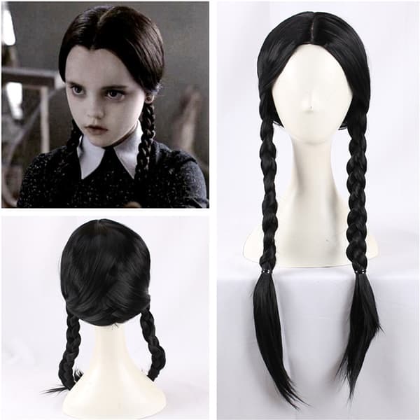 Wednesday Addams Wig with Bangs Black Wigs for Wednesday Cosplay