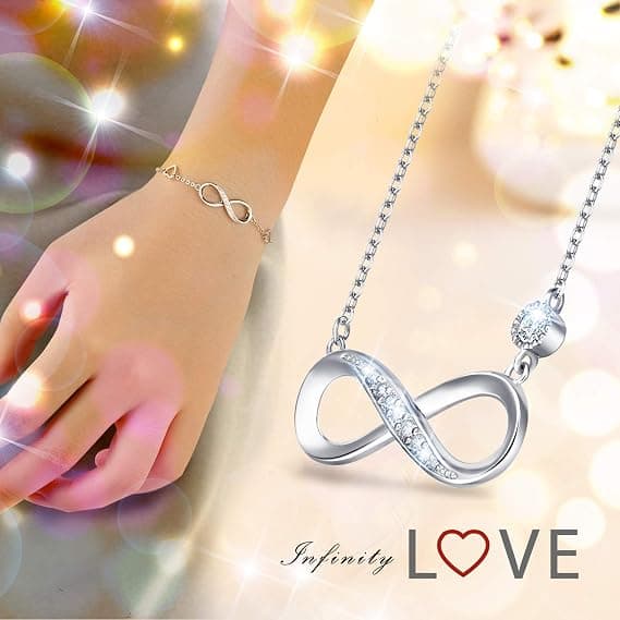 Sølv 925 Sterling Sølv Infinity Halskjede Smykkesett