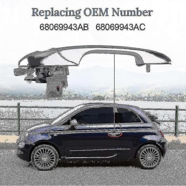 Utvendig dørhåndtak for Fiat 500 2012 - 2018 Krom Venstre Førerside