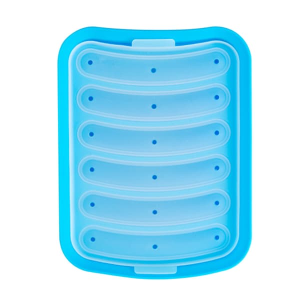 6-grid non-stick silicone mold for oven and microwave Blue Blue