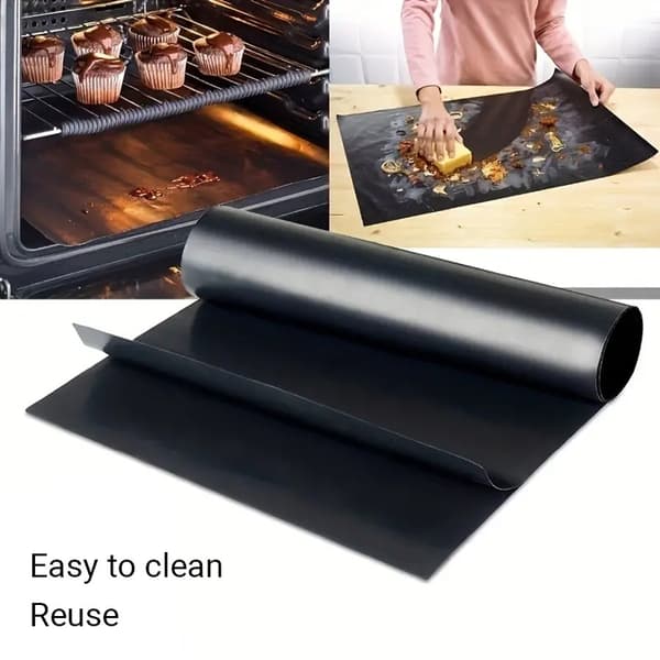 6-pak Grillmåtte, Ovn måtte, Bagemåtte - Non-stick - 40x33 Sort 6-pak