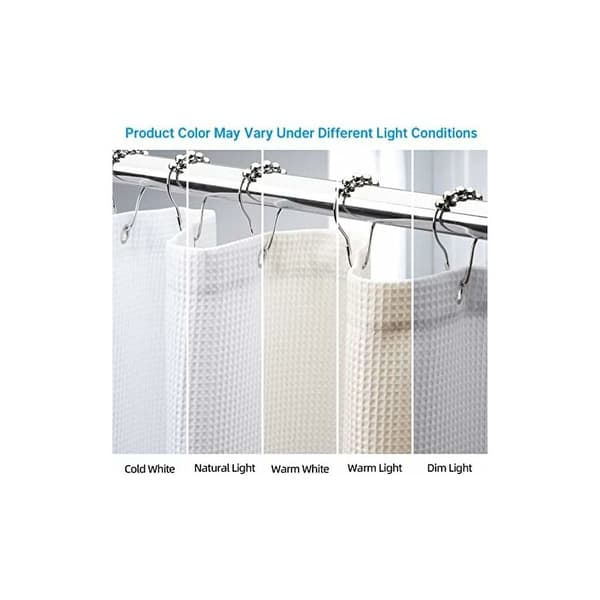 180*200cm Extra Long Waffle Shower Curtain, Extra Thick Fabric Sh