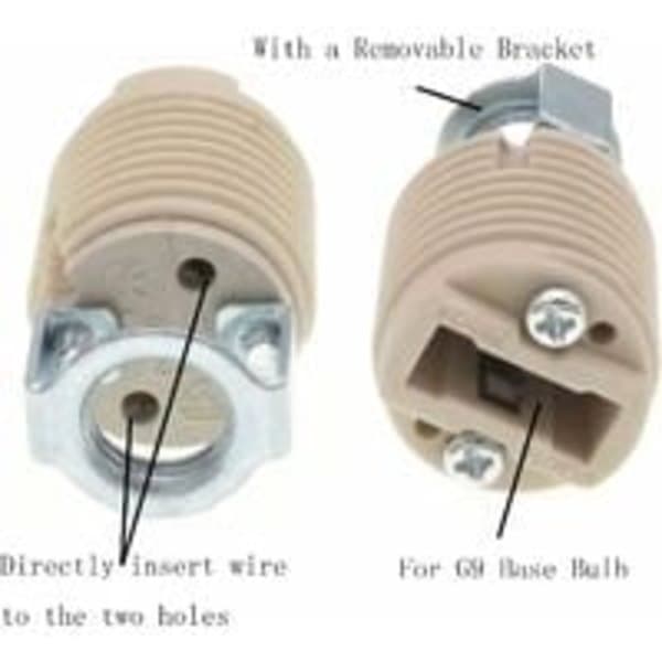 6-pakning G9 lampeholder med feste, keramisk gjenget G9 halogen S