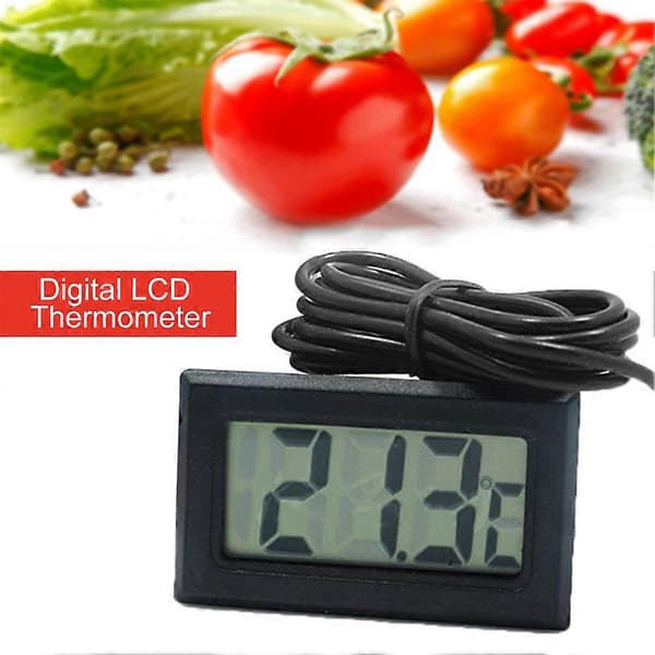 Digital LCD-termometer temperaturmåler med vanntett sensorprobe (FMY) hvit white