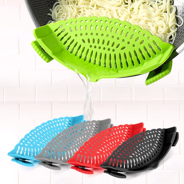 2PCS Silicone Kitchen Strainer with Fine Mesh Handle for Powdered Pastries, Draining Noodles, Rice Strainer, Sauces Over Bowl Handle
