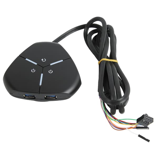 Stasjonær PC-strømbryter Dobbel bryterknapp for stasjonære datamaskiner 2 USB