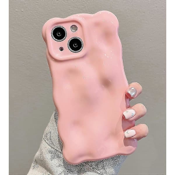 Etui til iPhone 12, søtt ensfarget krøllete bølgeformet støtsikkert TPU-etui_yux