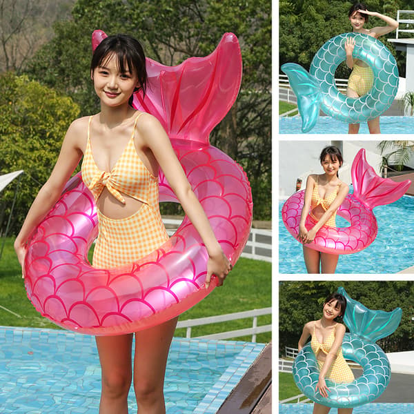Mermaid buoy, 1 pc pink PVC inflatable swimming ring, mermaid buoy