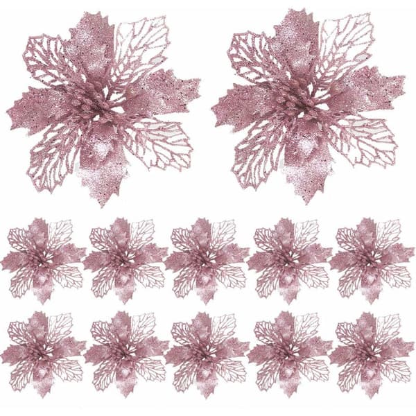 12-pack julgransprydnader i ett stycke saffransfärgade julgransprydnader (rosa)