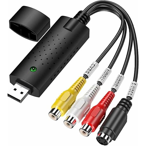 VHS til Digital Konverter 2024, Hi8 VHS til DVD Video Capture Card, Digital Video Audio Converter Adapter, VHS til USB Konverter