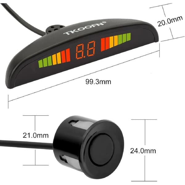 Baksensorsæt 4 sorte sensorer Automatisk parkeringssystem Digital parkerings-LED-display