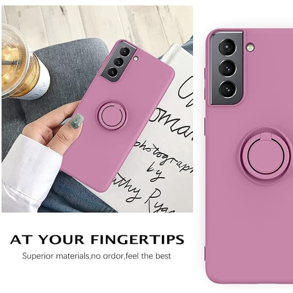 Samsung S21 FE - Silikondeksel Magnetisk Ringholder Lilla Mørkelilla Mørkelilla