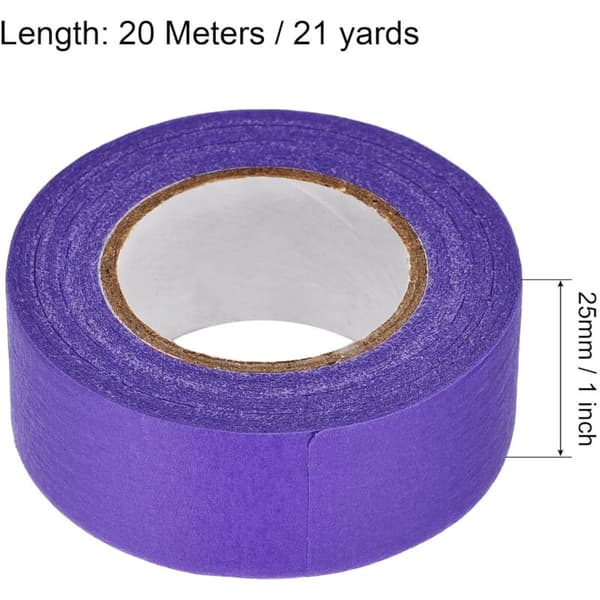 6 ruller lilla malertape til malere, 25 mm (1 tomme) bred, 20-21 m lang