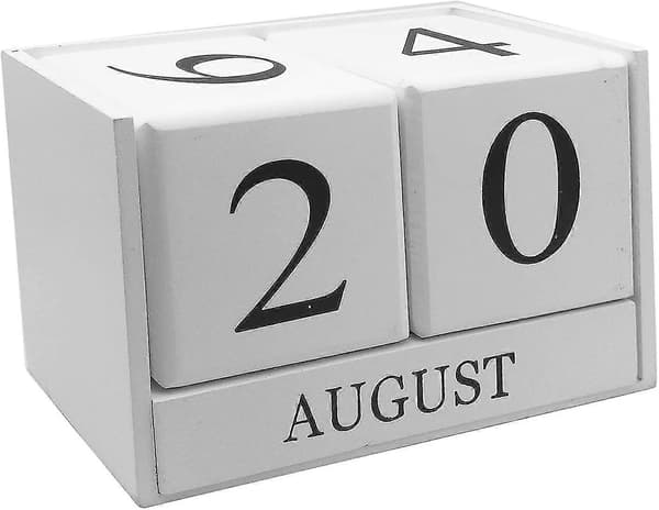 Träkalender med block - Evig blockmånadsskärm Hemmakontorsdekoration vit FT DB