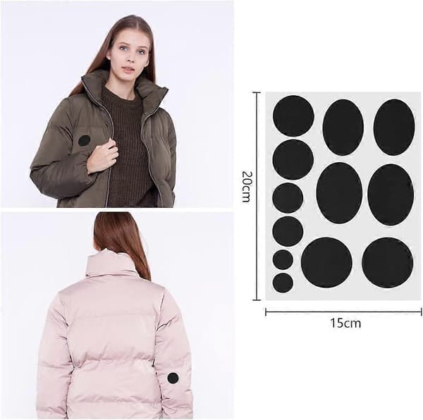 Down Jacket Repair Patches, Self-Adhesive Down Patches, 1 Sheet Washable Outer Coating Round and Oval Layer Self-Adhesive Repair Patch, Black [DB]