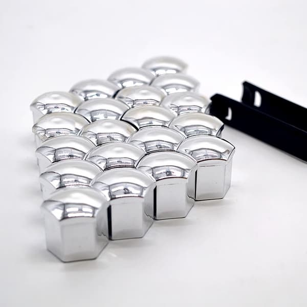Wheel Nut Cover / Wheel Bolt Cover 20-pack with Mounting Tool Silver 17 mm Silver