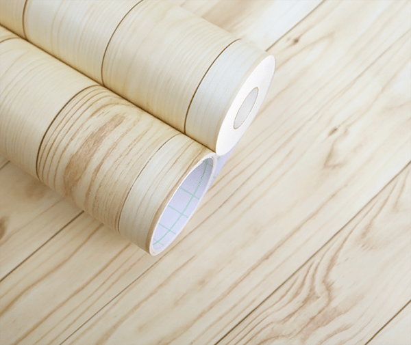 Self-adhesive vinyl flooring with wood structure for kitchen countertops