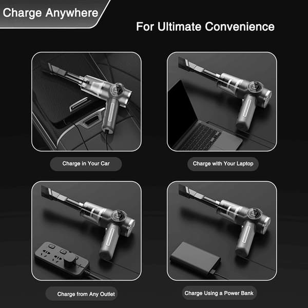 Powerful Mini Car Vacuum Cleaner with Large Battery Display, Cordless Handheld Vacuum Cleaner for Your Deep Cleaning Needs