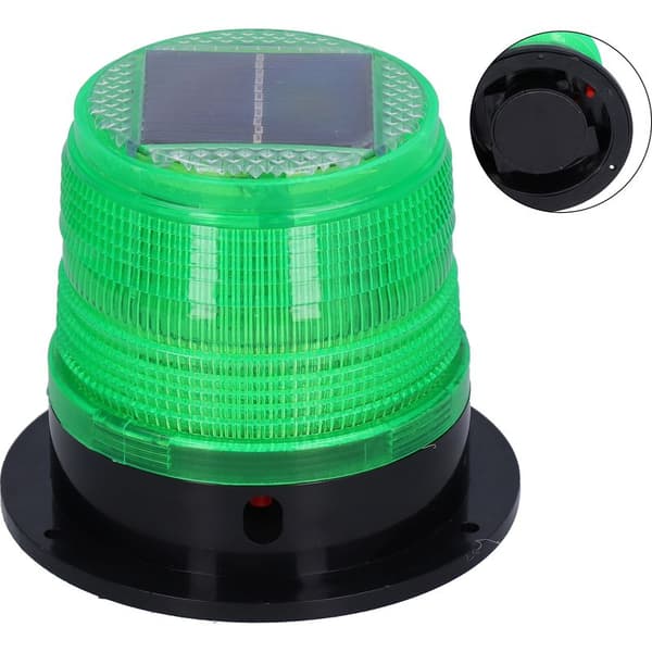 Solar Powered LED Flashing Light with Magnetic Base for Construction Site Traffic (Green)