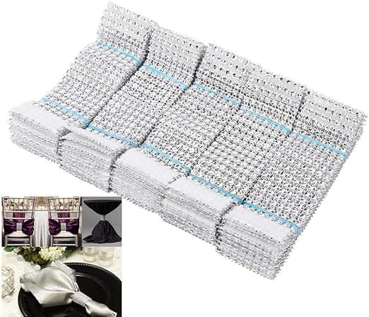 (50 stk. sølv) Servietringe Bordservietholder Diamant Ring Windi